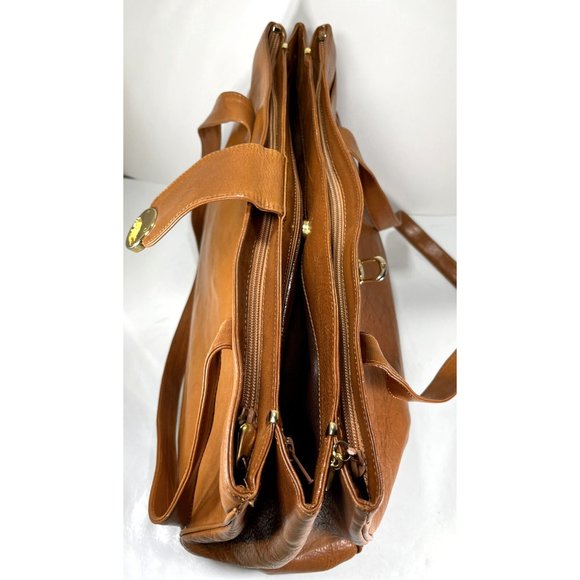 Dillards Vintage  Briefcase Brown Italian Leather Multi Compartment - Distressed - Picture 4 of 12